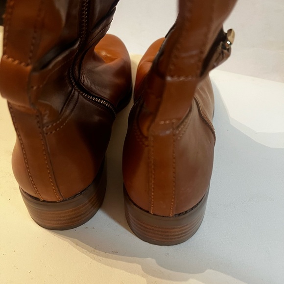 MICHAEL KORS Logo Leather Cognac Riding Boots Sz 9 Women - Picture 8 of 11